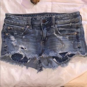 america eagle blue jean ripped jean shorts
